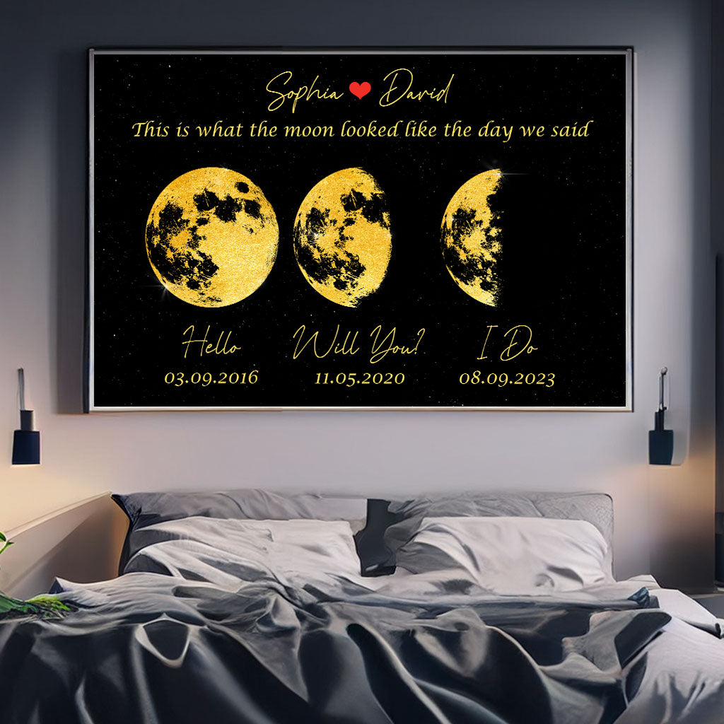 The Moon Look Like This - Personalized Couple Canvas And Poster