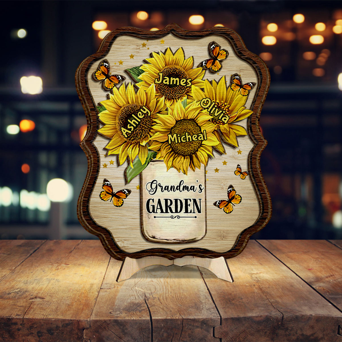 Grandma's Mom's Garden - Personalized Grandma 2 Layered Wood Sign / Wood Plaque
