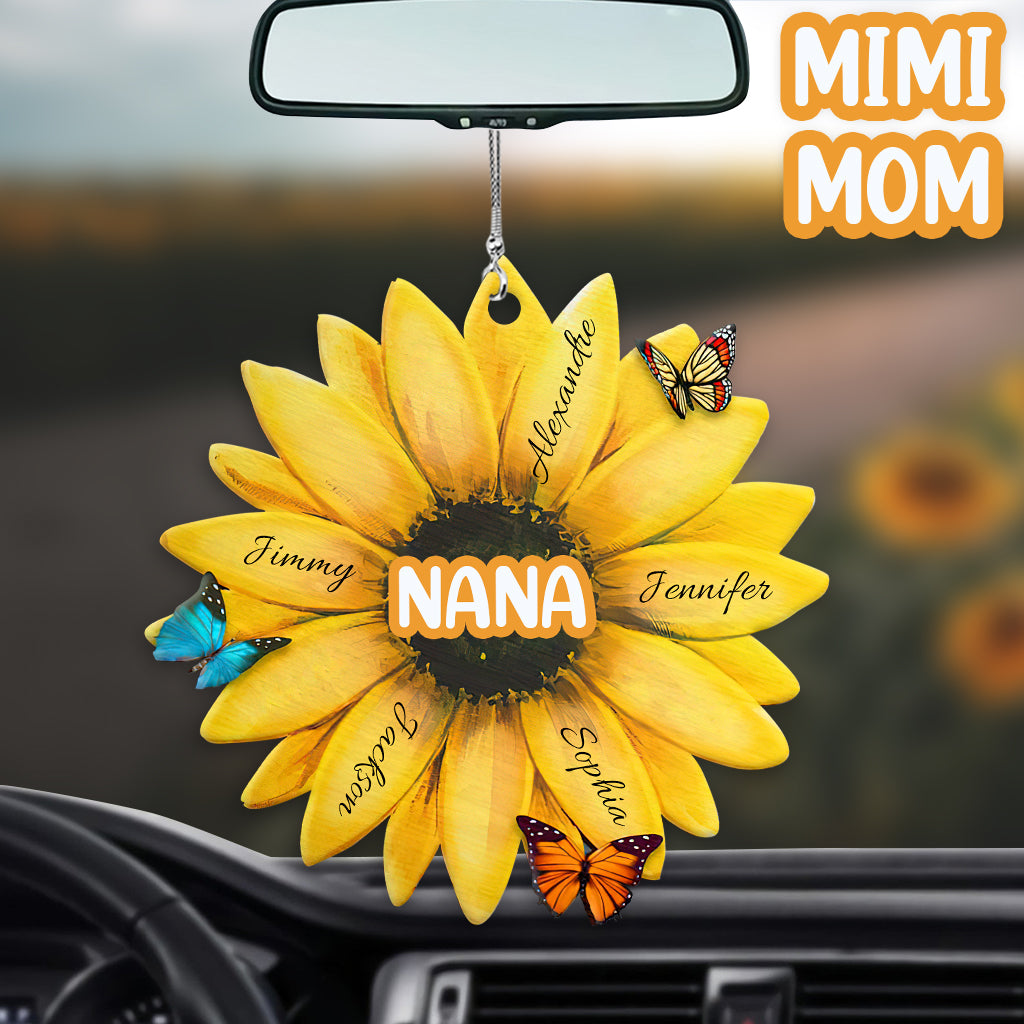 Discover Sunflower WIth Any Title & Any Kid's Name - Personalized Grandma Acrylic Car Hanger