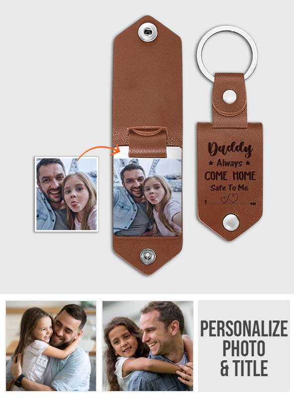 Leather Keychain Personalized With Picture - Gift for dad - Personalized Leather Photo Keychain