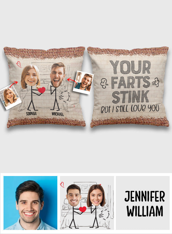 Your Fart Is Stink - Personalized Couple Throw Pillow