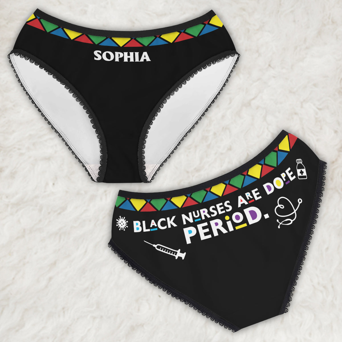 Black Nurse Are Dope Period - Personalized African American Lace Border Women Briefs