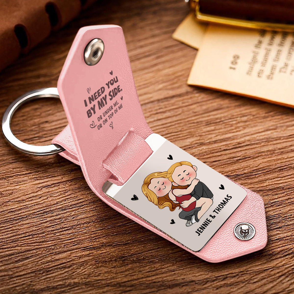 Drive Safe I Need You - Personalized Couple Leather Photo Keychain