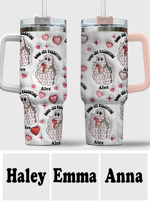 Boo Jee Valentine - Personalized Tumbler With Handle