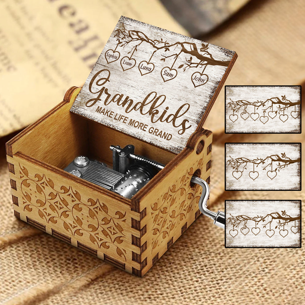 Grandkids Make Life More Grand - Personalized Grandma Hand Crank Music Box