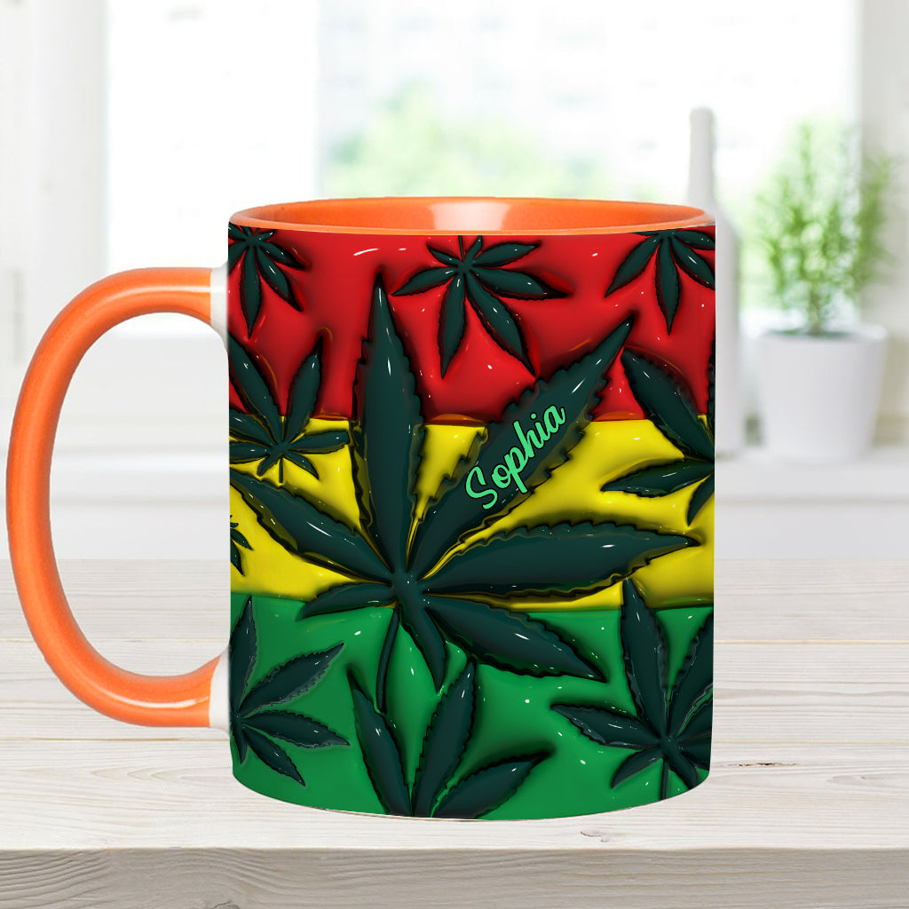 Inflated Magic Leaf Red Yellow Green - Personalized Weed Accent Mug