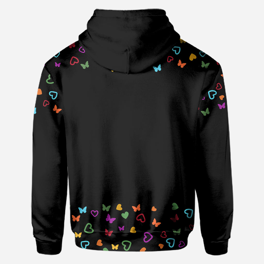 Grandma Colorful Butterflies Heart Infinite - Personalized Grandma All Over Shirt