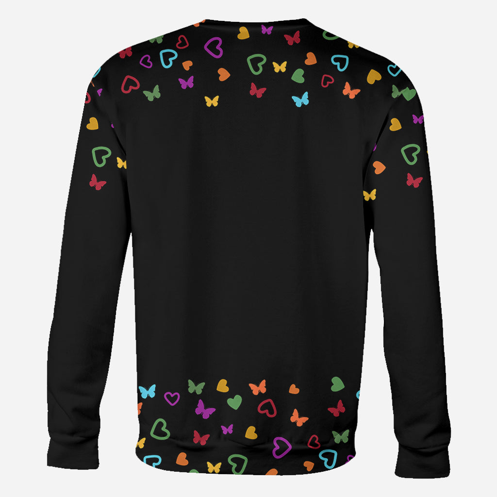 Grandma Colorful Butterflies Heart Infinite - Personalized Grandma All Over Shirt