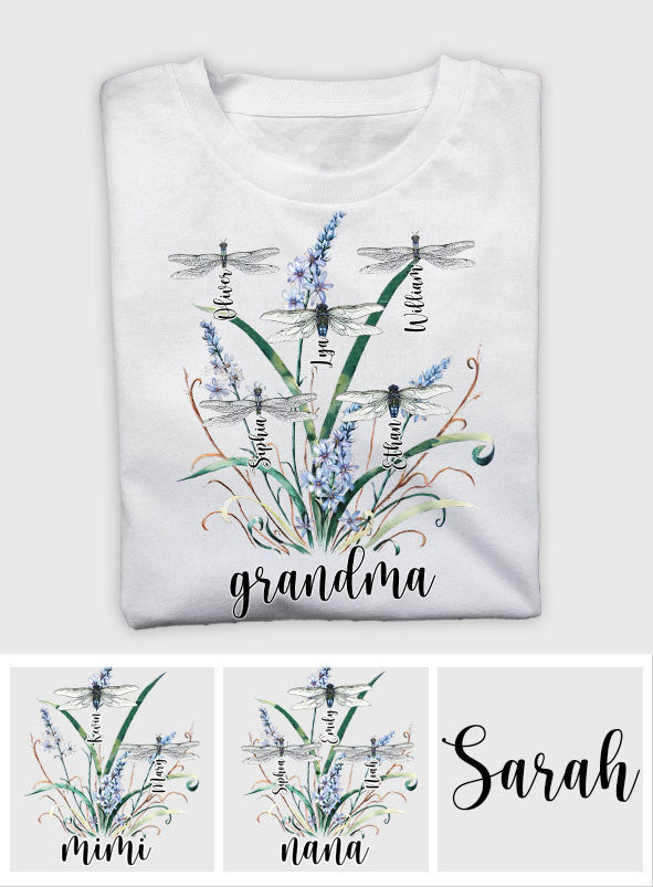 Grandma Mother Dragonfly - Personalized Grandma T-shirt And Hoodie
