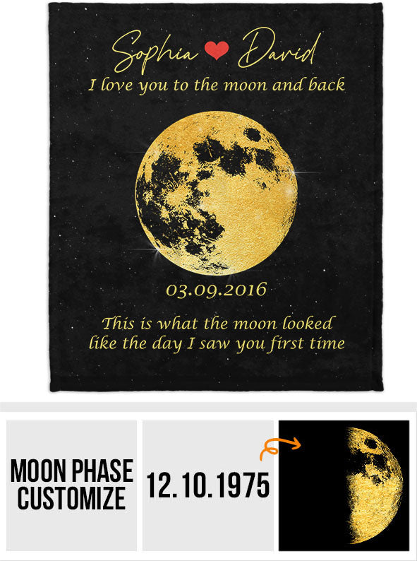 The Moon Look Like This - Personalized Couple Blanket