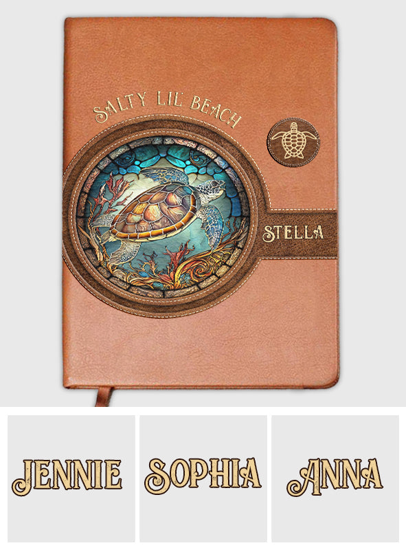 Salty Lil Beach - Personalized Turtle Leather Journal