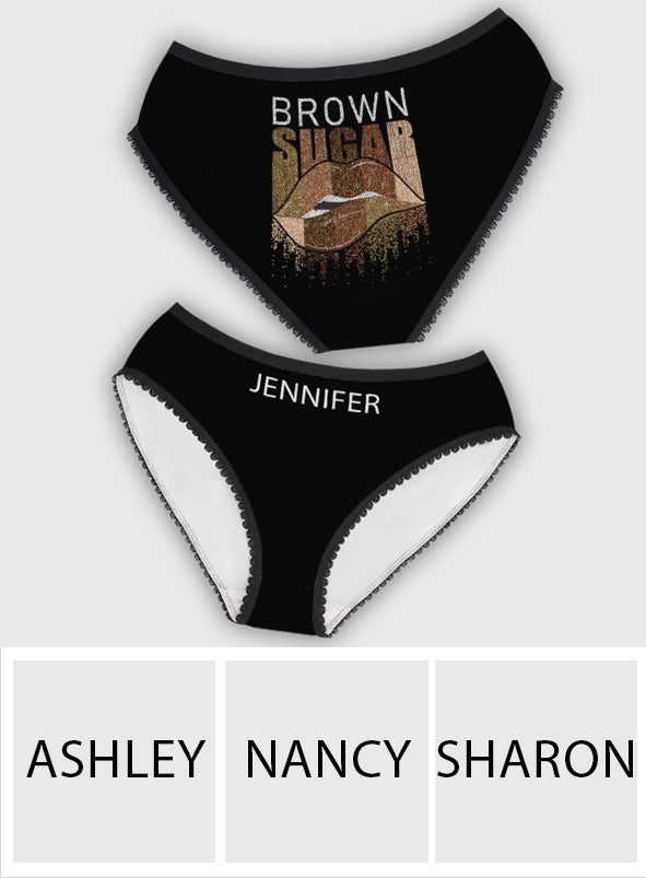 Brown Sugar Sexy Lips - Personalized African American Lace Border Women Briefs