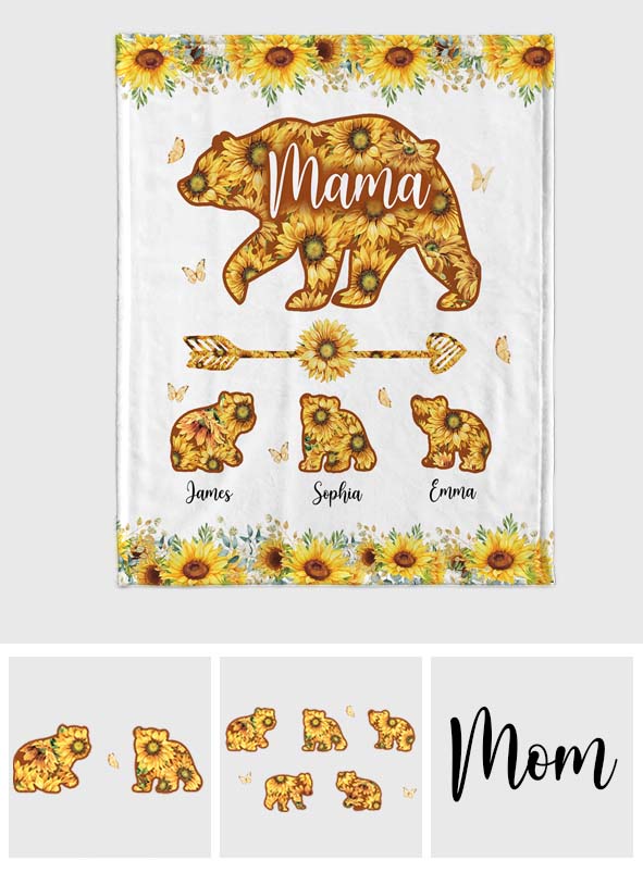 Mama Bear Sunflower - Personalized Mother Blanket