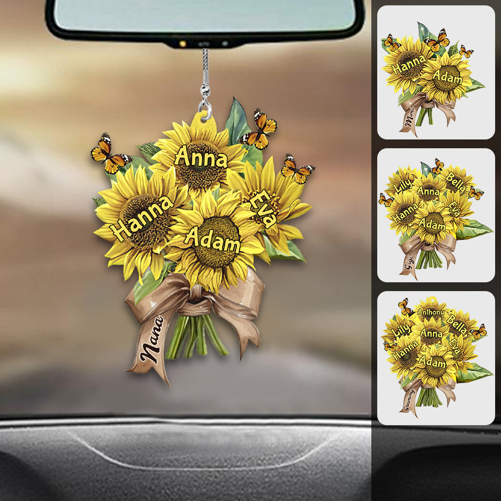 Discover Grandma's Mom's Sunflowers - Personalized Grandma Acrylic Car Hanger