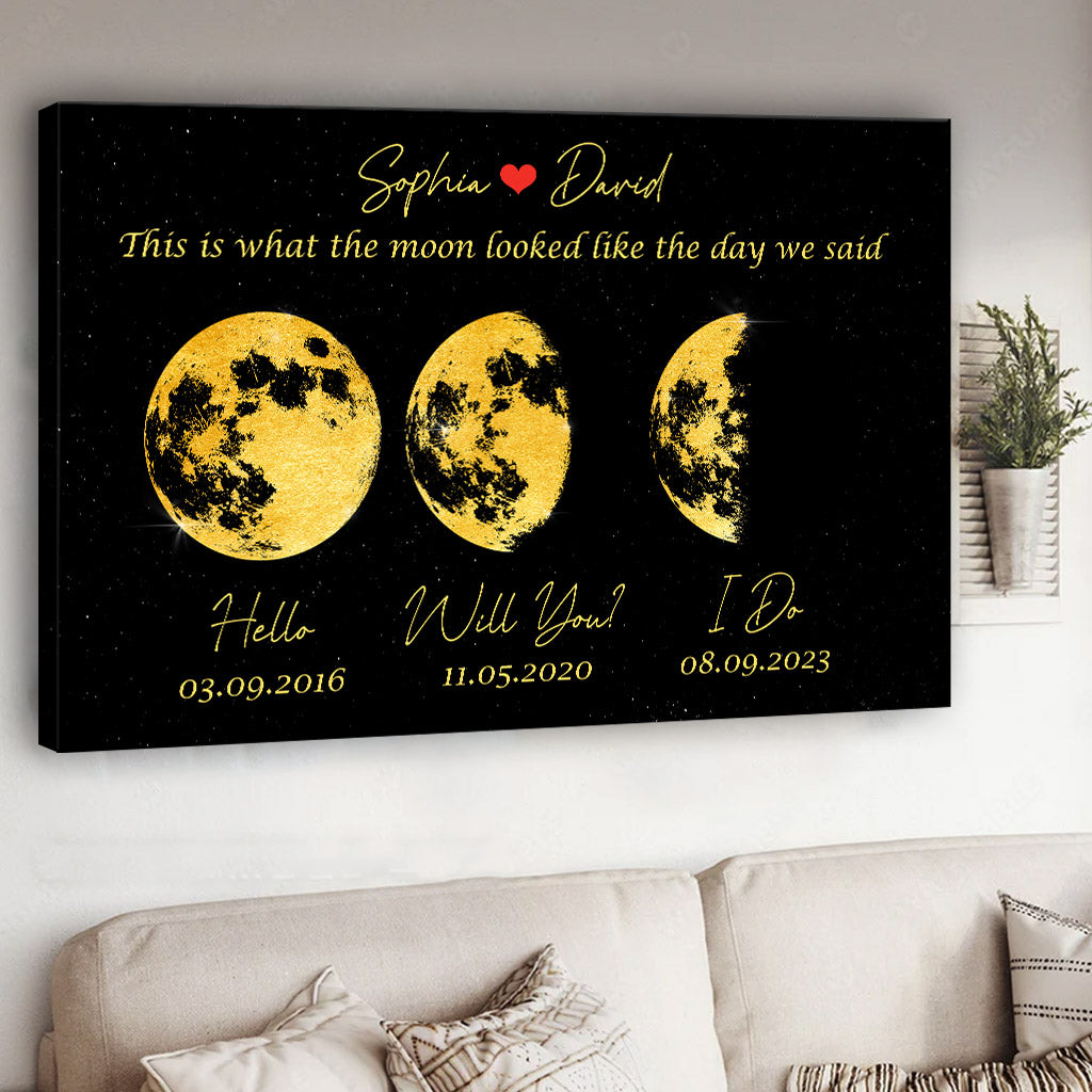 The Moon Look Like This - Personalized Couple Canvas And Poster