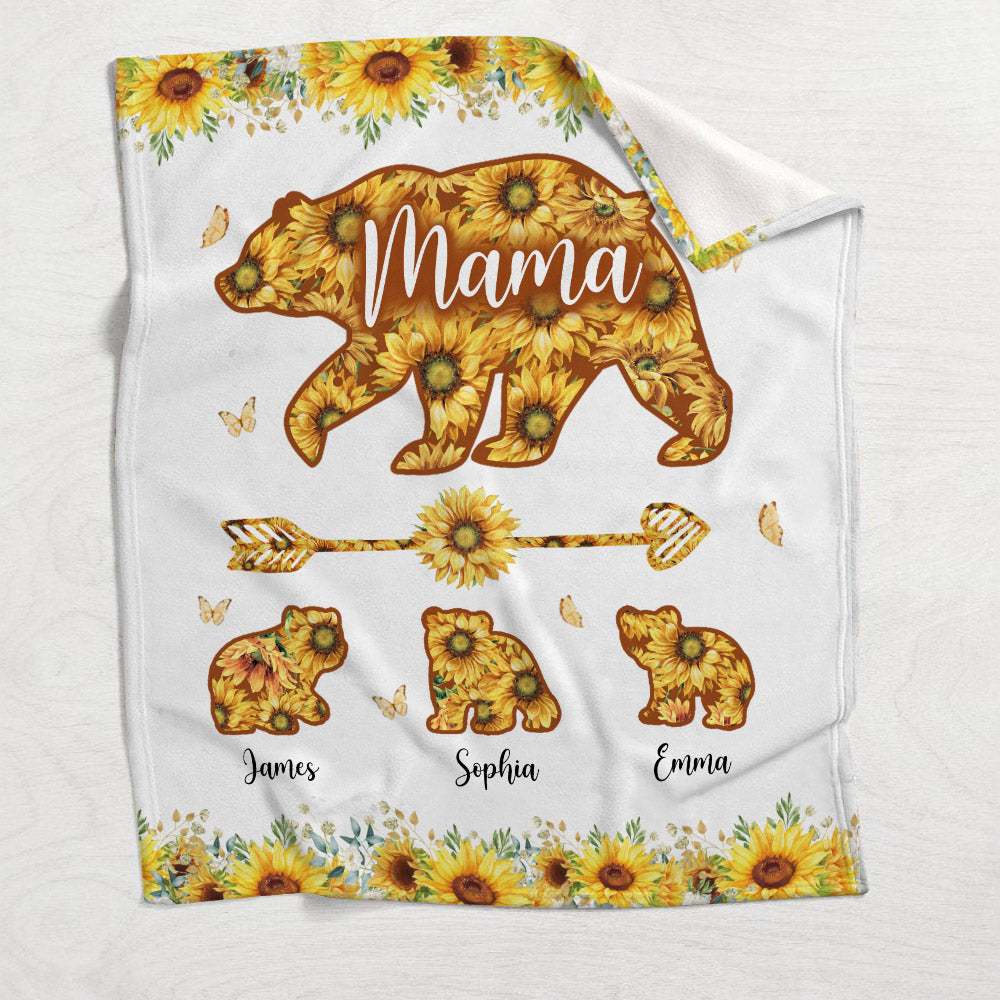 Mama Bear Sunflower - Personalized Mother Blanket