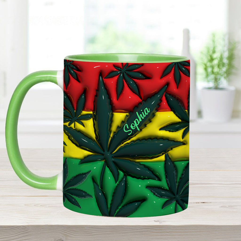 Inflated Magic Leaf Red Yellow Green - Personalized Weed Accent Mug