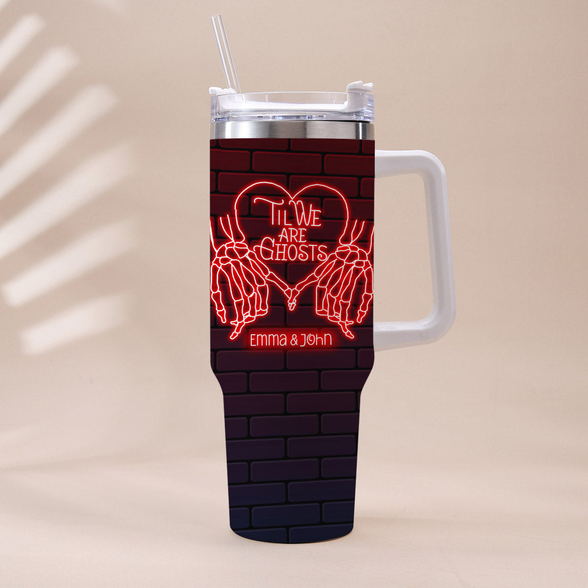 Til We Are Ghost - Personalized Couple Tumbler With Handle