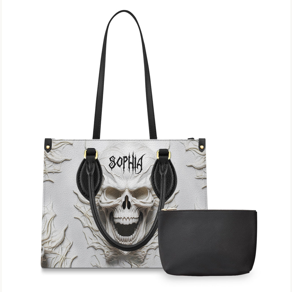 Beautiful White Skeleton - Personalized Skull Leather Handbag