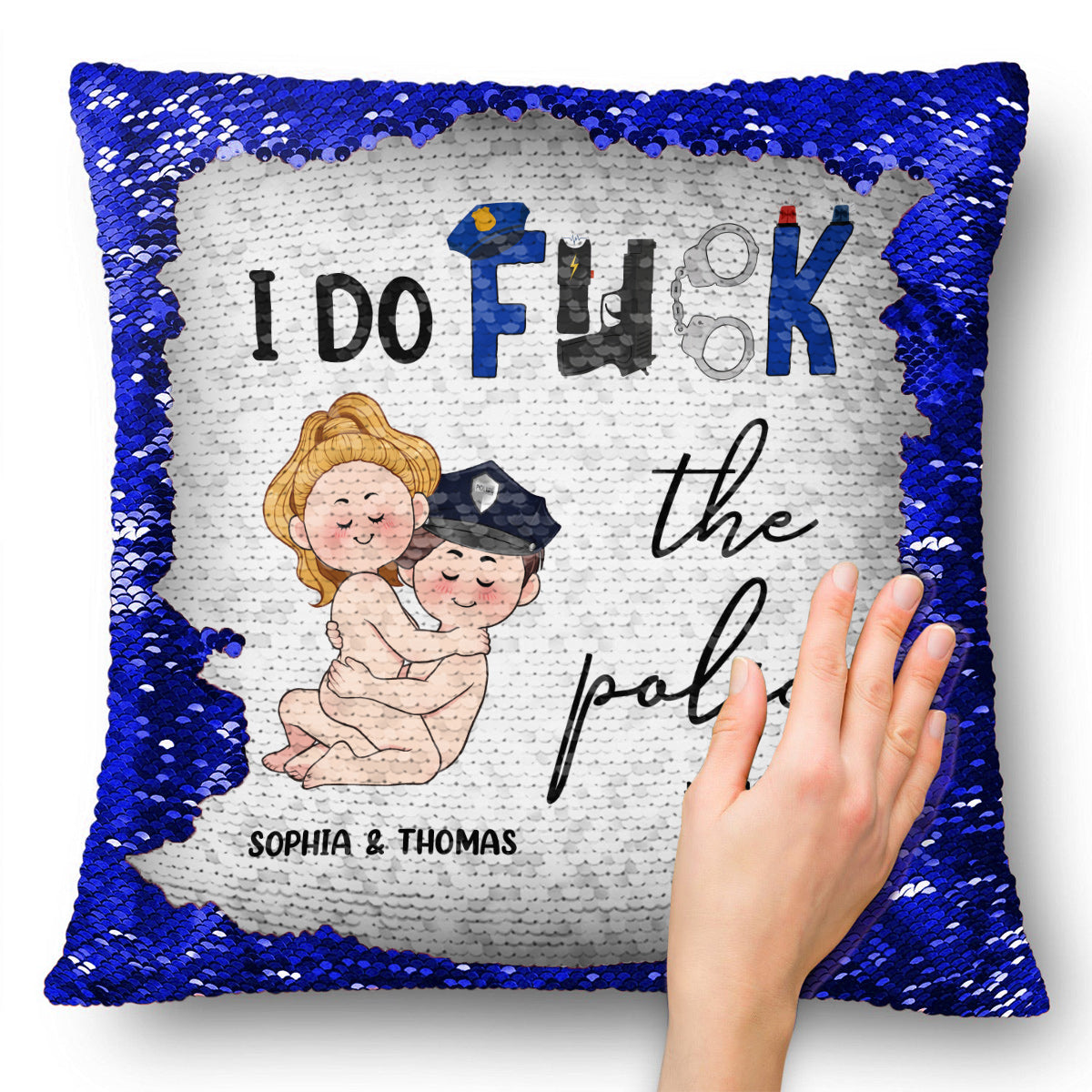 I Do Love The Police - Personalized Couple Sequin Pillow Cover