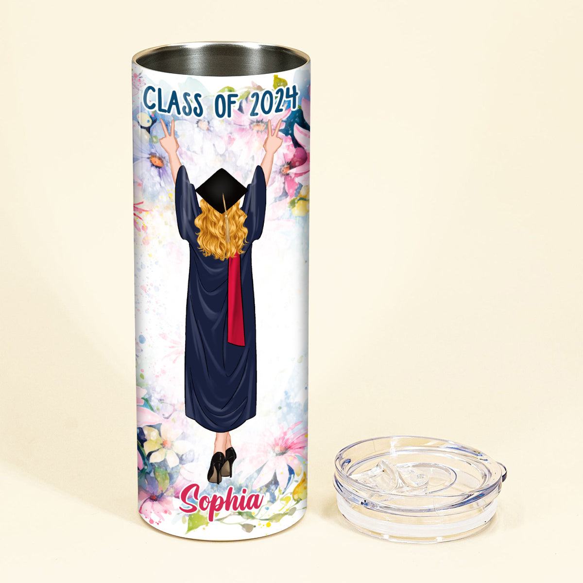 Happy Graduation Your Future Is Bright - Personalized Graduation Skinny Tumbler