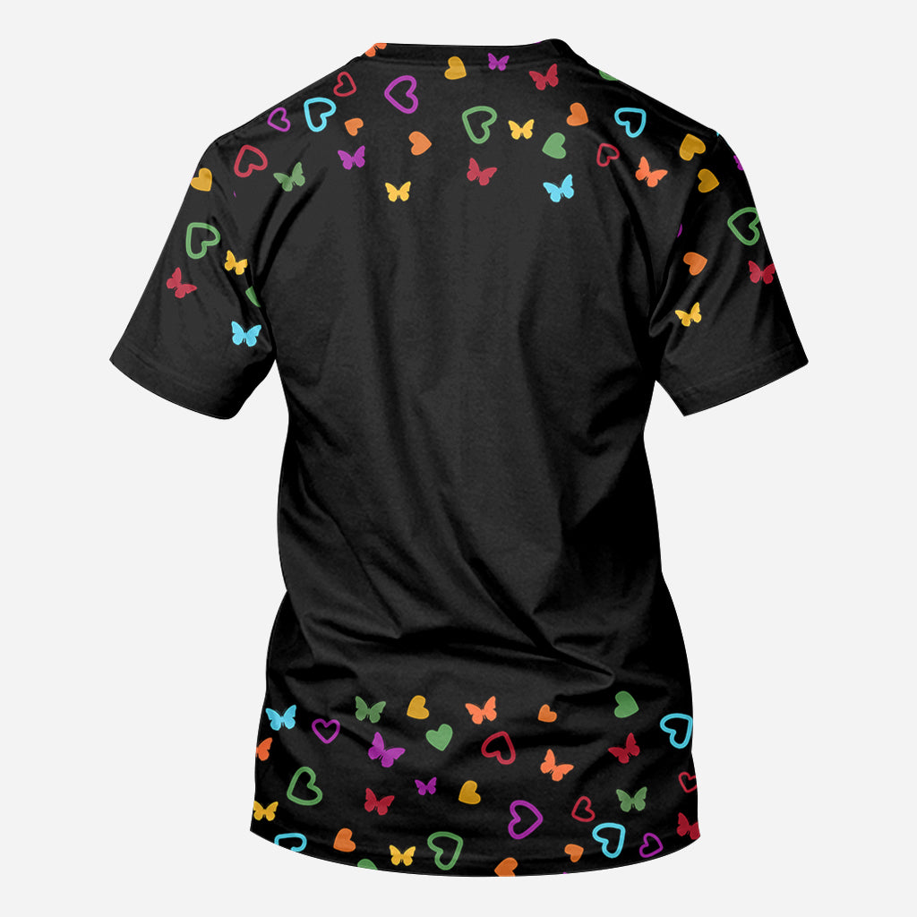 Grandma Colorful Butterflies Heart Infinite - Personalized Grandma All Over Shirt