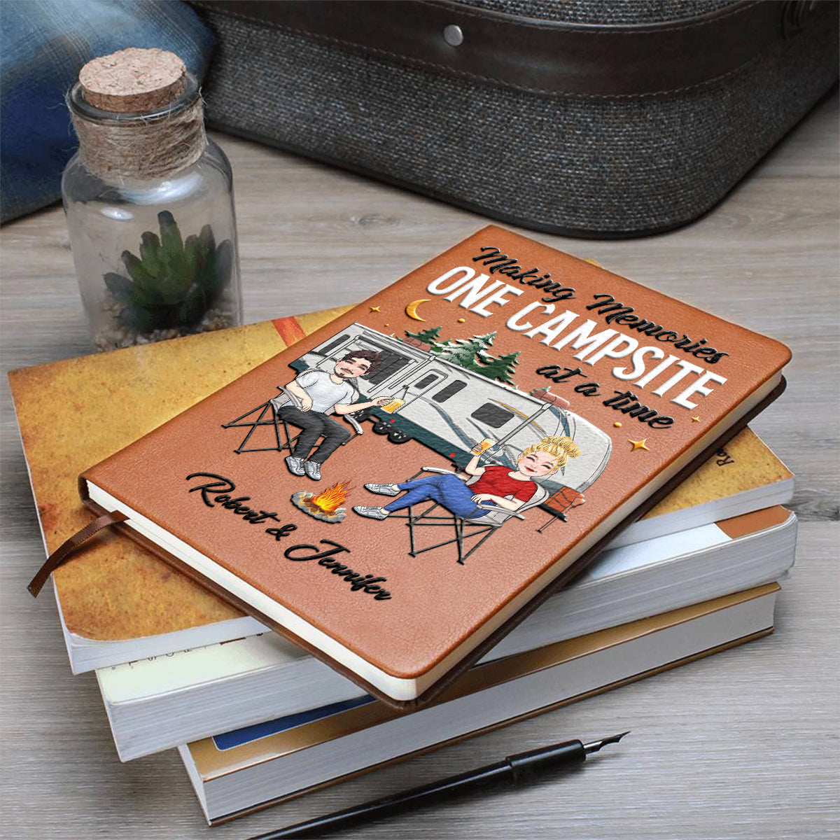 Making Memories One Campsite At A Time - Personalized Camping Leather Journal