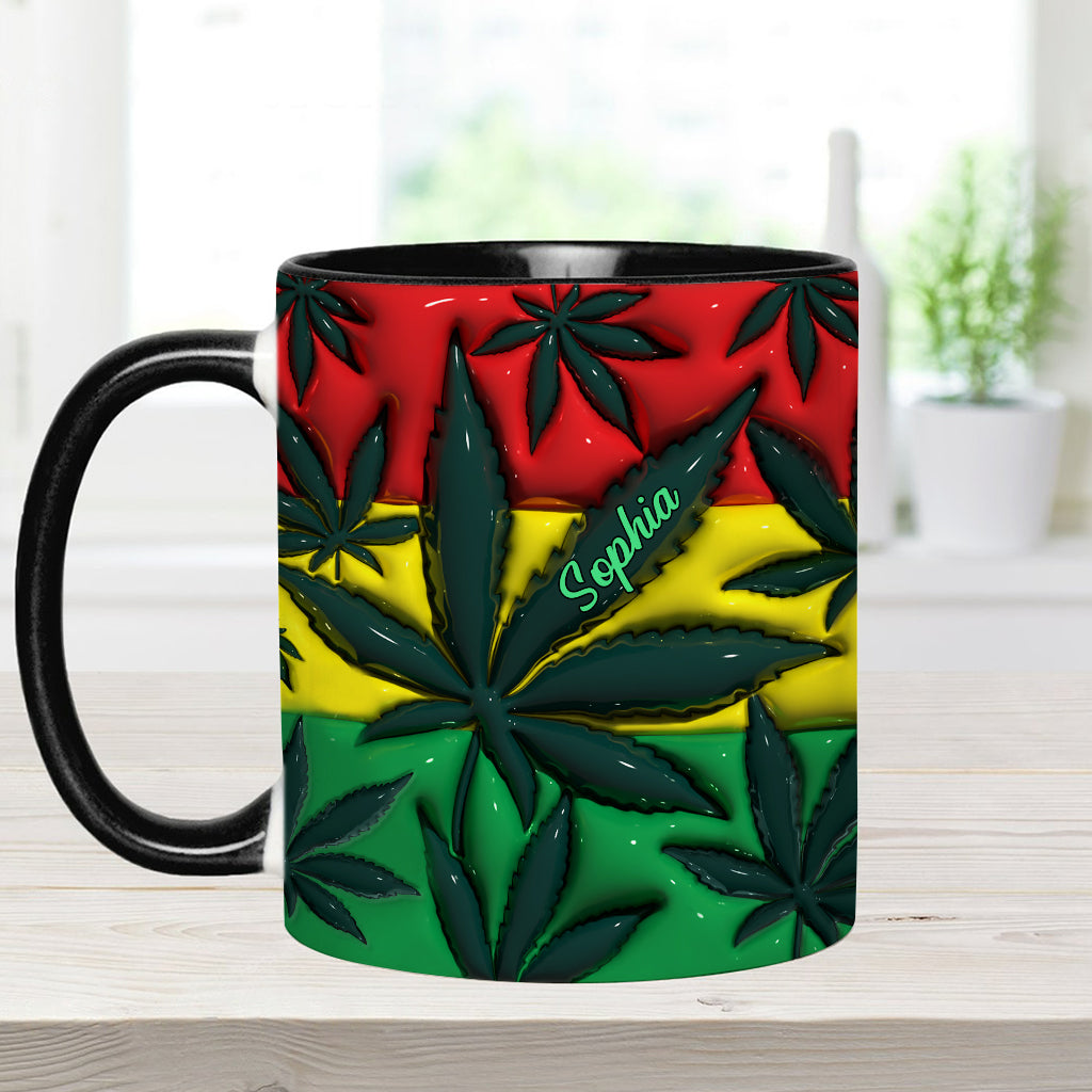 Inflated Magic Leaf Red Yellow Green - Personalized Weed Accent Mug