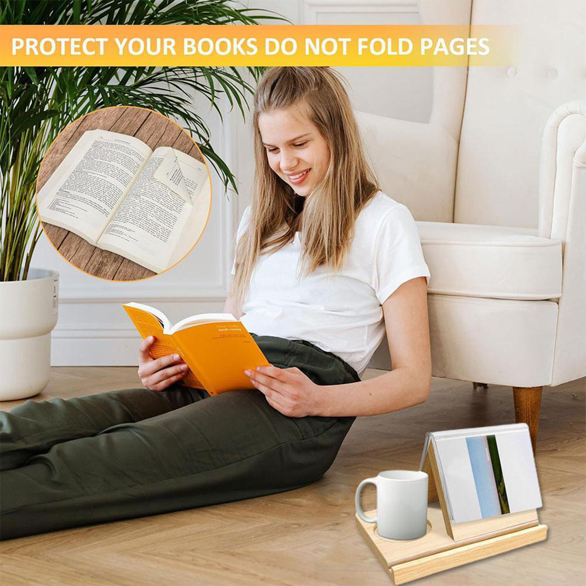 Custom Text - Personalized Book Wooden Triangle Book Stand