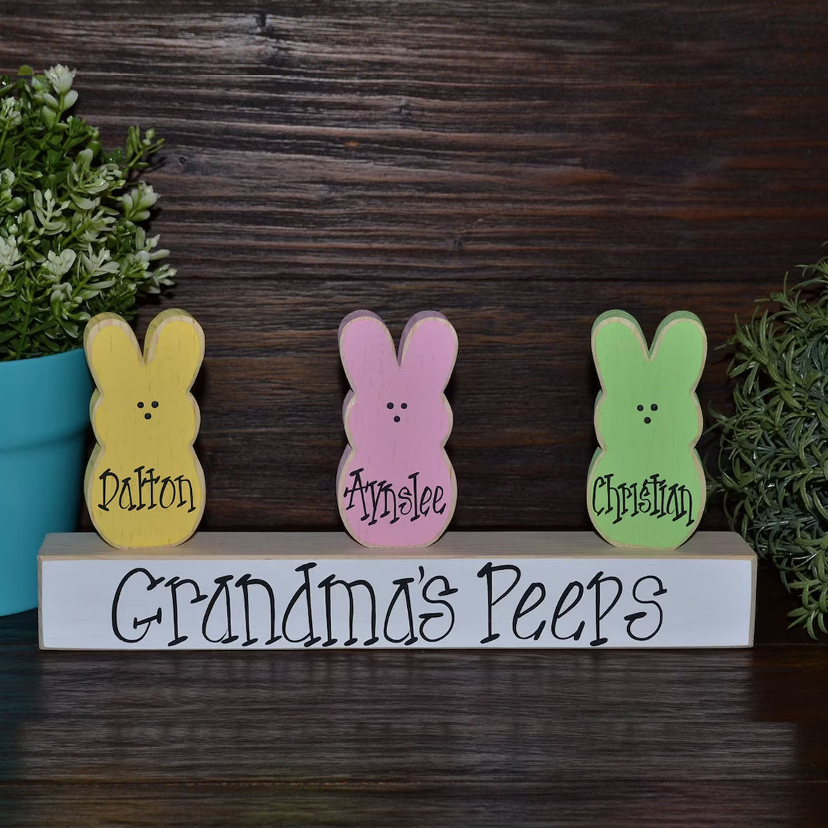 Easter Bunny Block Family Pastel Name Custom - Personalized Easter Day Easter Bunny Block