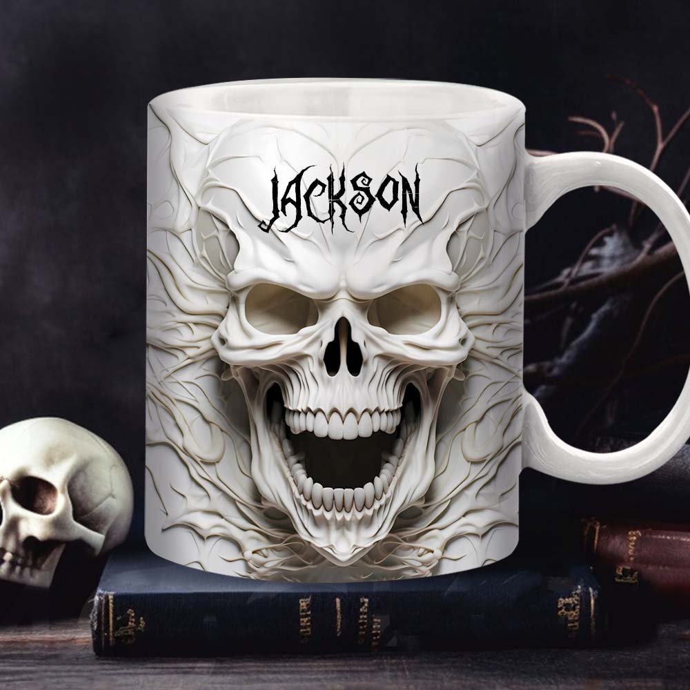 Beautiful White Skeleton - Personalized Skull Mug