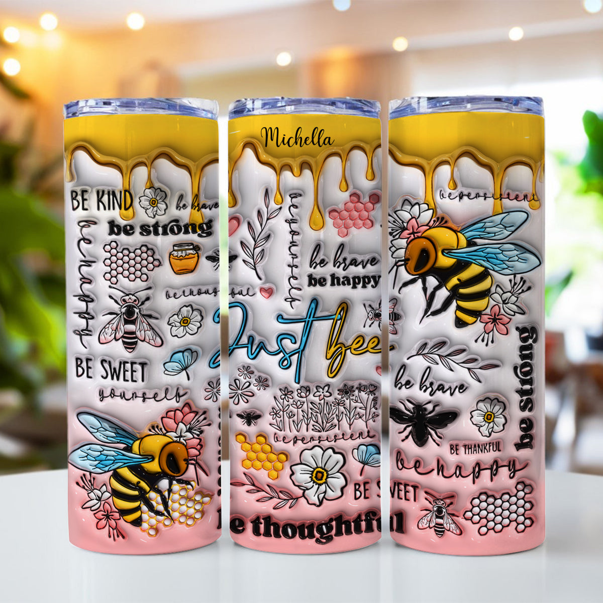 Positive Affirmation Bee - Personalized Skinny Tumbler