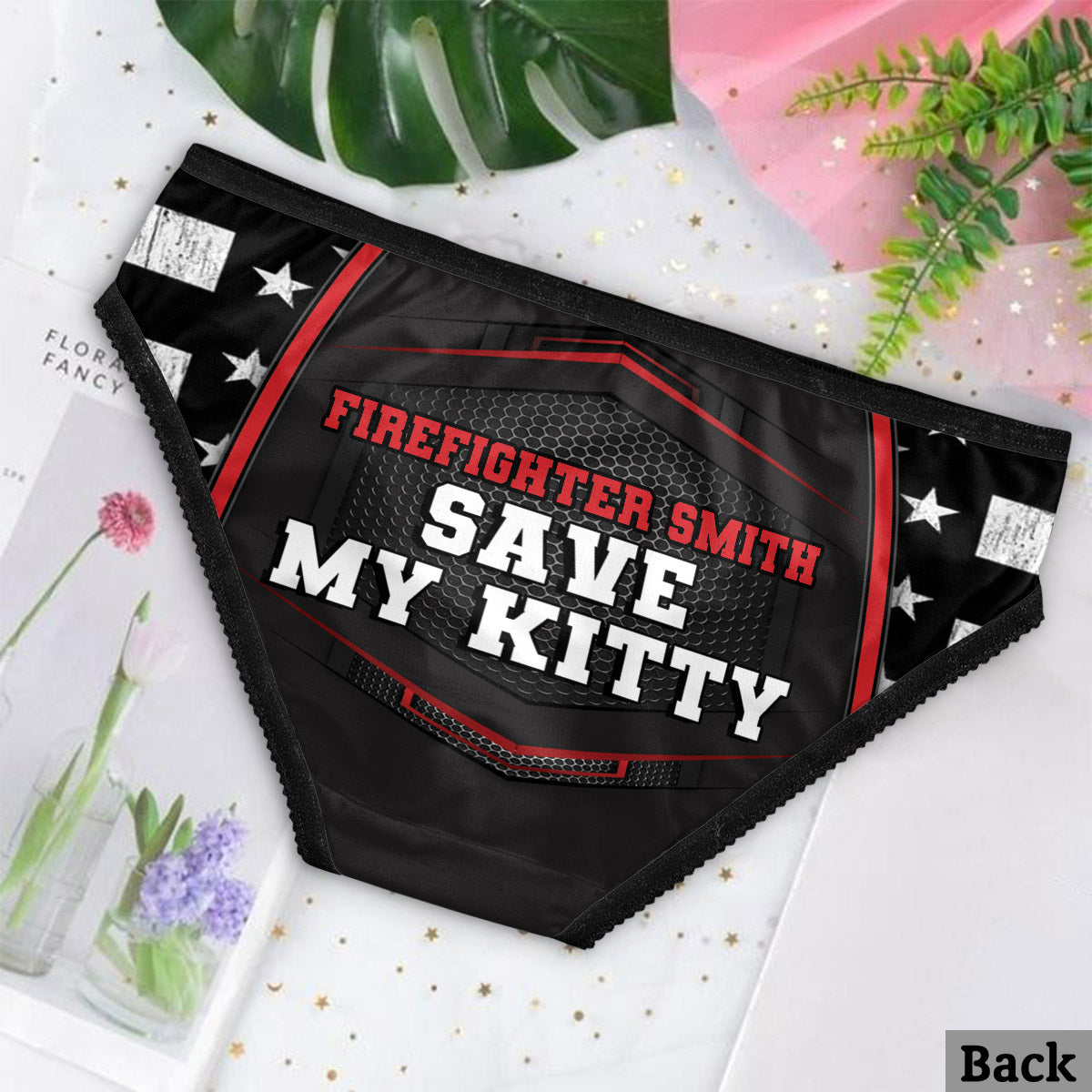 Save My Kitty - Personalized Firefighter Lace Border Women Briefs