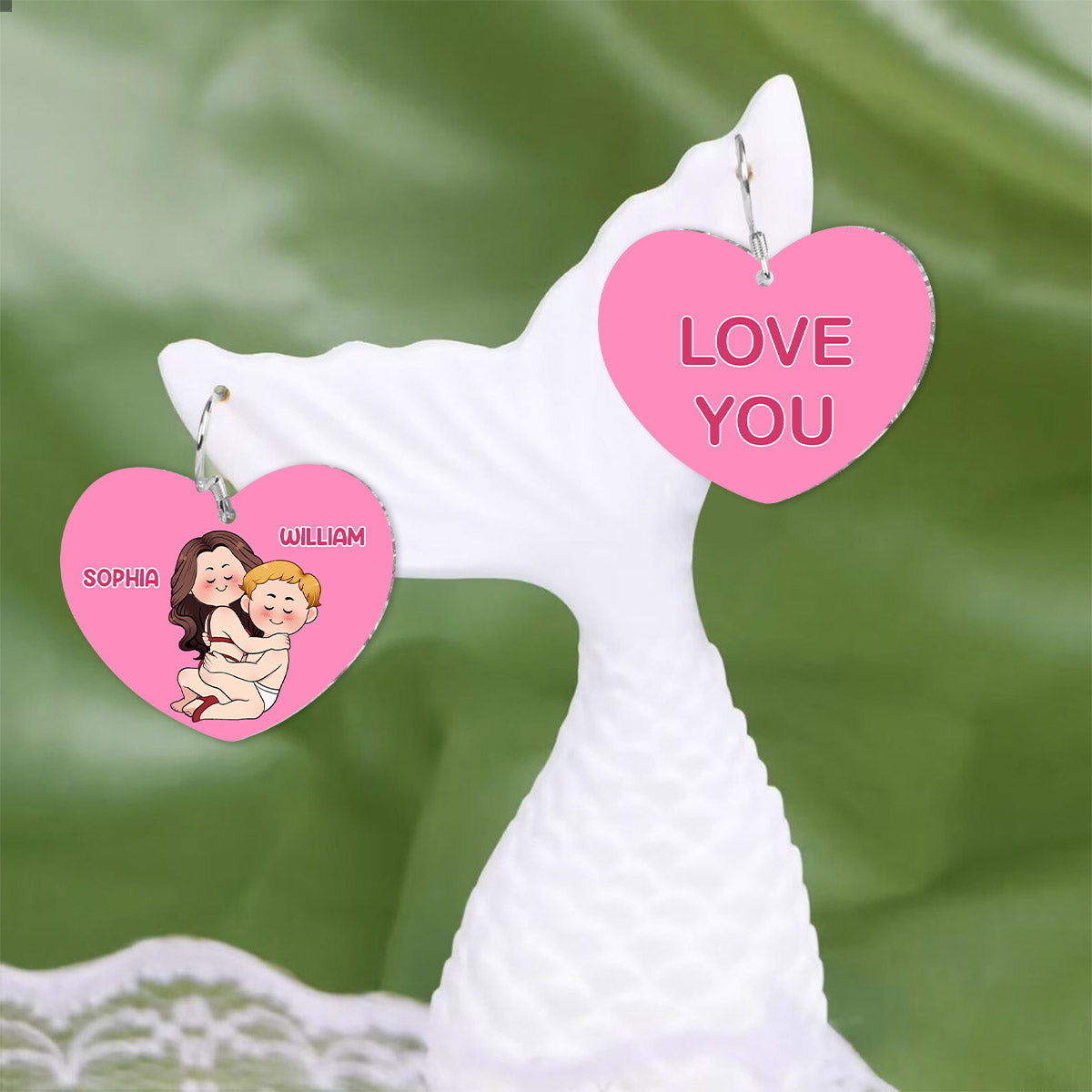 Conversation Hearts Candy Hearts - Personalized Couple Earrings