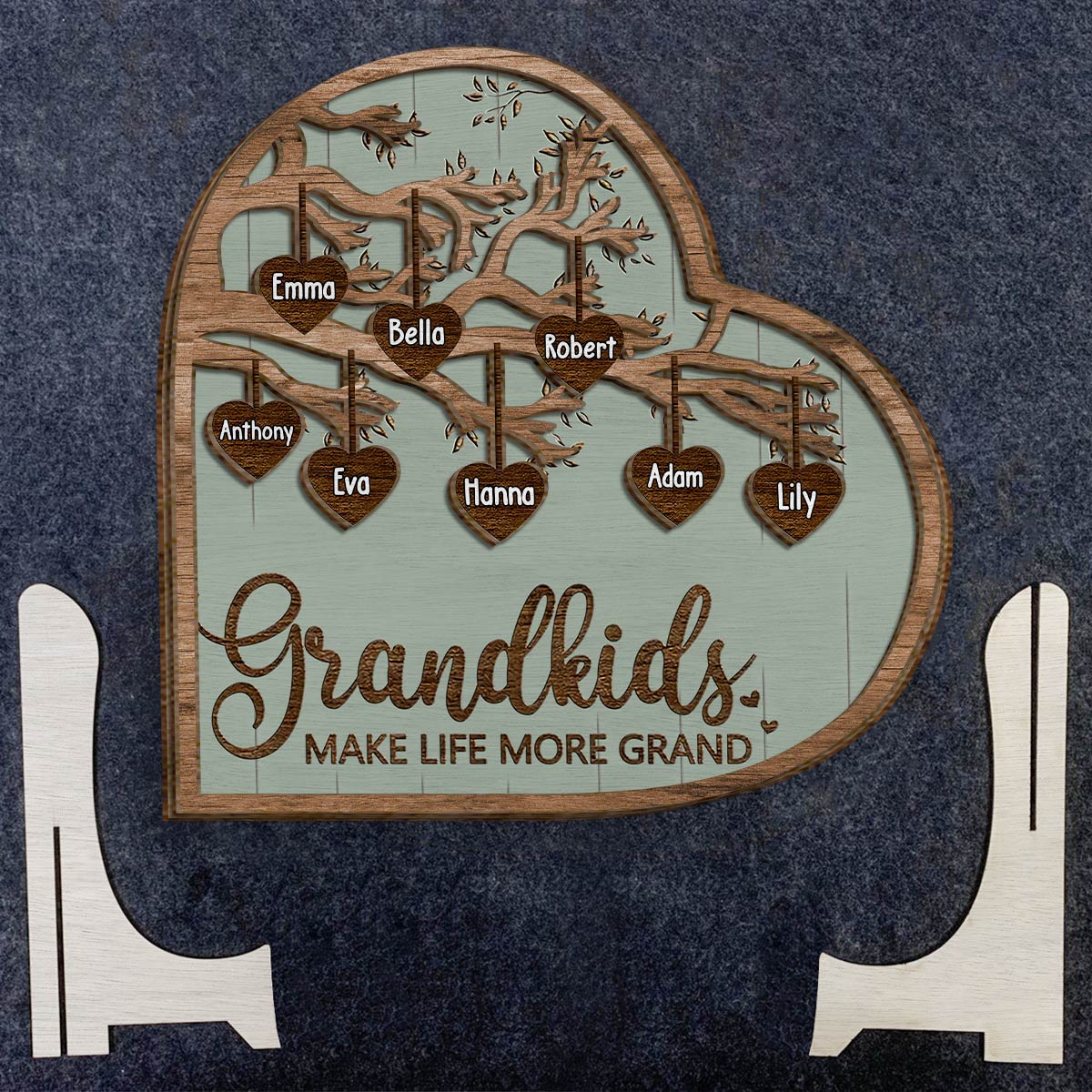 Grandkids Make Life More Grand - Personalized Grandma 2 Layered Wood Sign / Wood Plaque