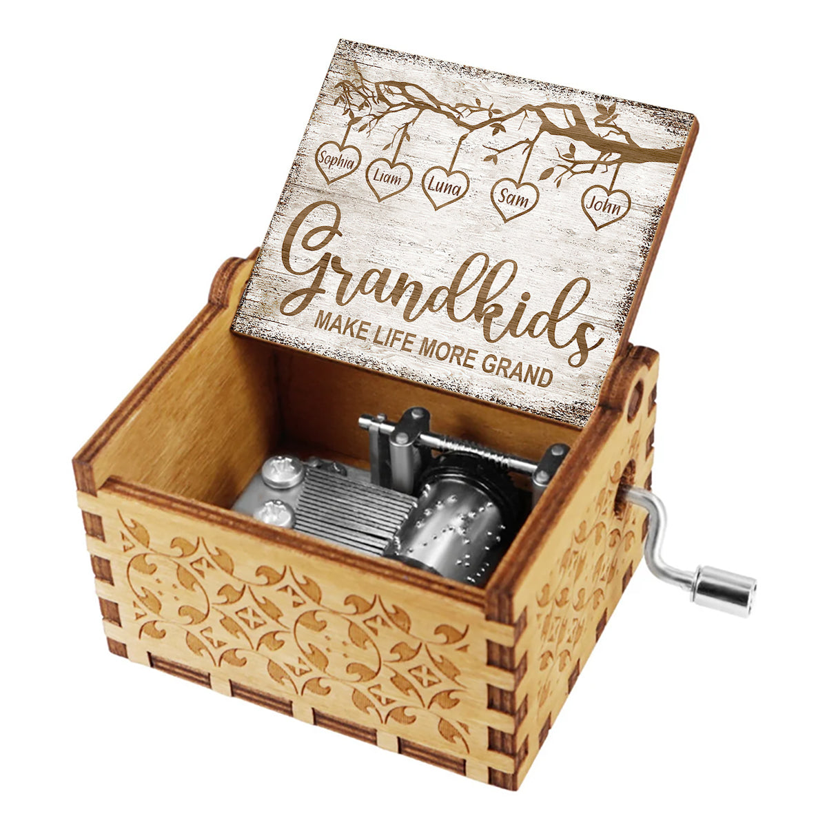 Grandkids Make Life More Grand - Personalized Grandma Hand Crank Music Box