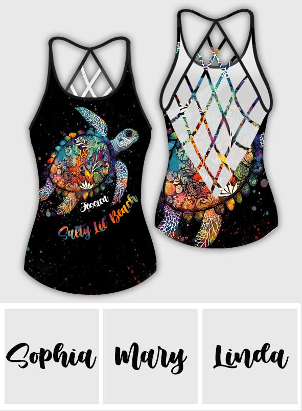 Salty Lil Beach - Personalized Turtle Cross Tank Top