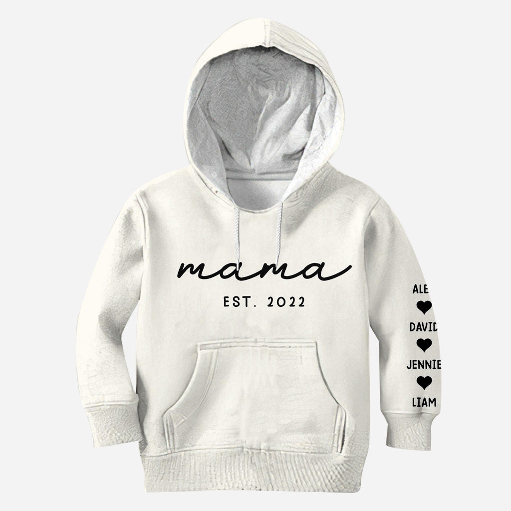 Mama Est. Kids Children Names On Sleeves - Personalized Mother All Over Shirt