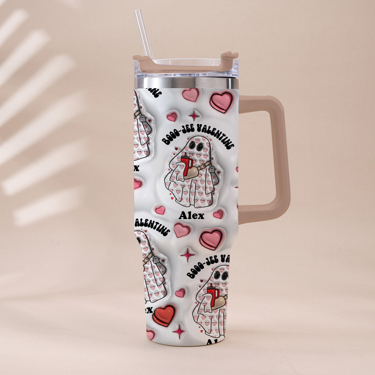 Boo Jee Valentine - Personalized Tumbler With Handle