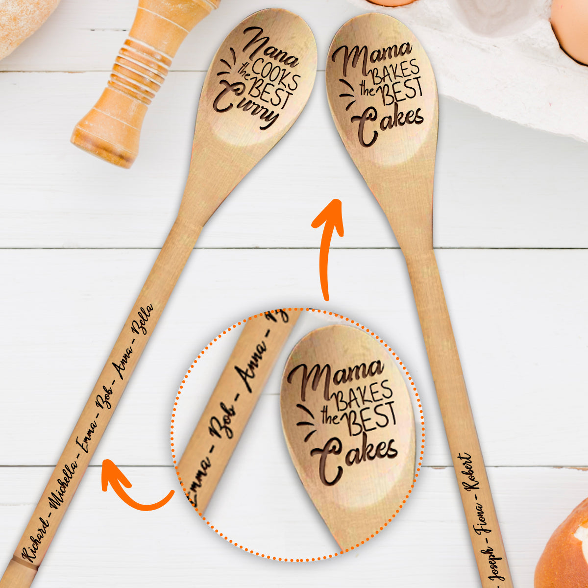 Mom/ Nana/ Mama... Cooks The Best Food - Personalized Mother Wooden Spoon