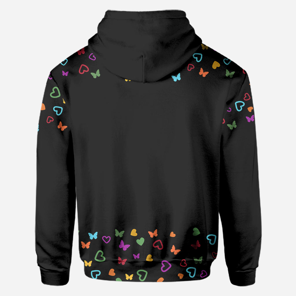 Grandma Colorful Butterflies Heart Infinite - Personalized Grandma All Over Shirt