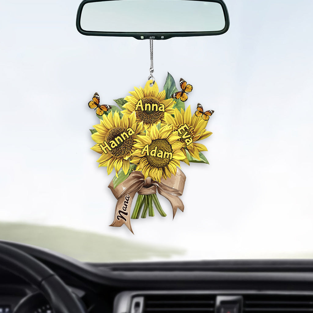 Grandma's Mom's Sunflowers - Personalized Grandma Car Ornament