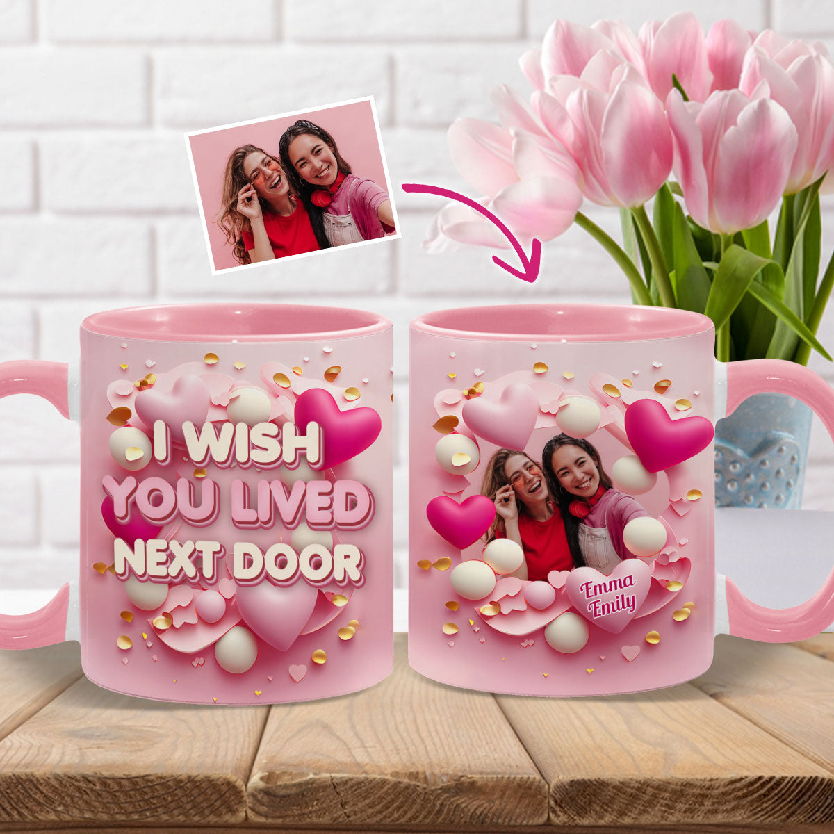 Discover I Wish You Lived Next Door - Personalized Bestie Accent Mug