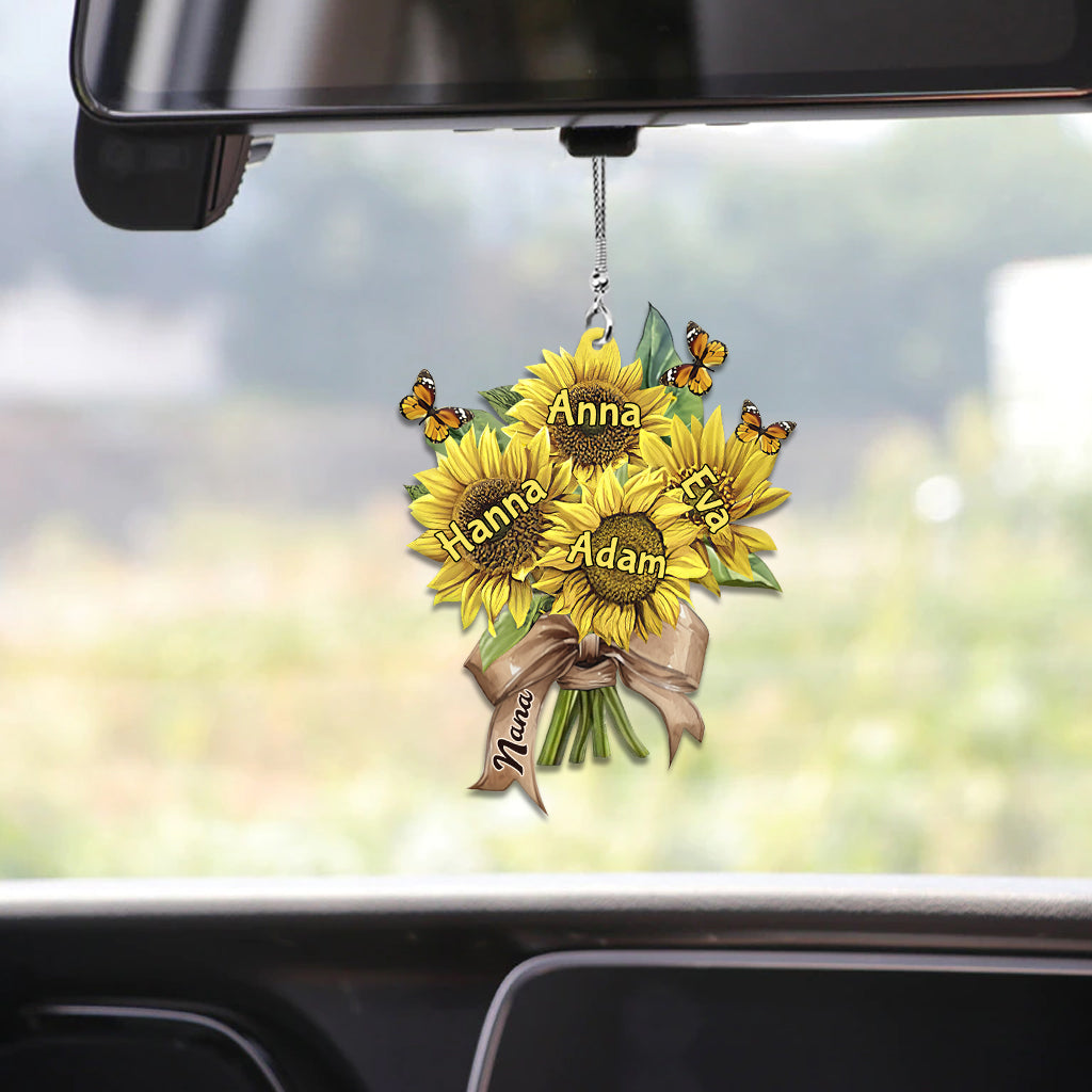 Grandma's Mom's Sunflowers - Personalized Grandma Car Ornament