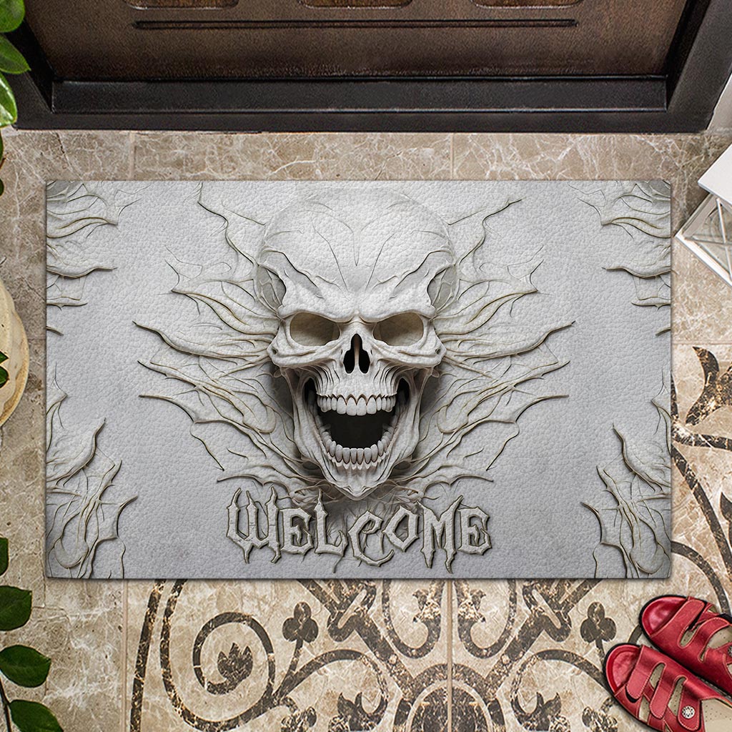 Discover Welcome White Skull - Skull Doormat