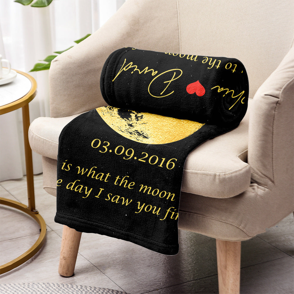 The Moon Look Like This - Personalized Couple Blanket