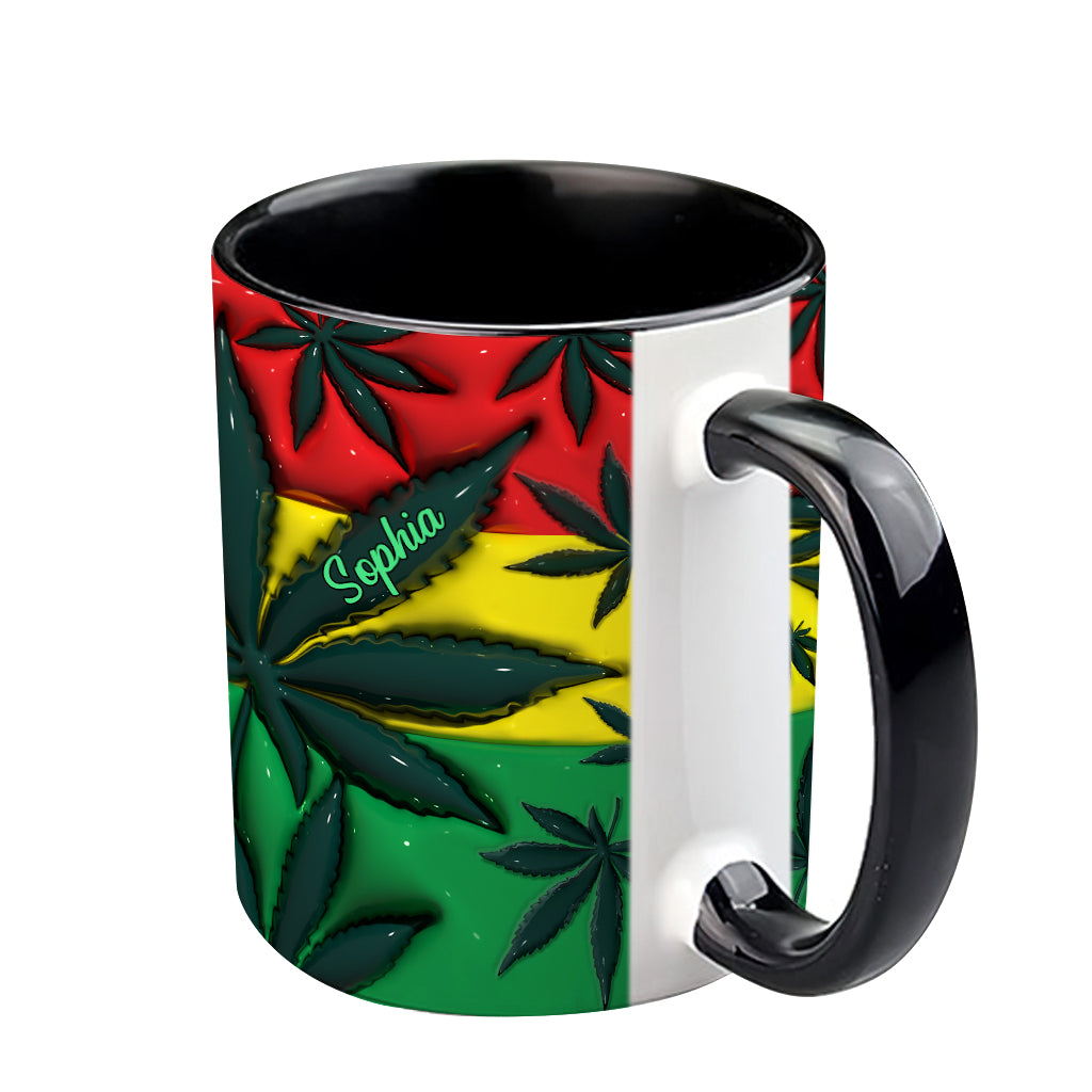 Inflated Magic Leaf Red Yellow Green - Personalized Weed Accent Mug