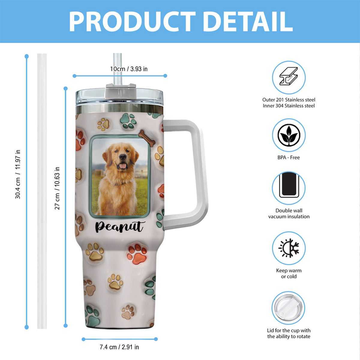 Best Dog Mom Ever - Personalized Dog Tumbler With Handle