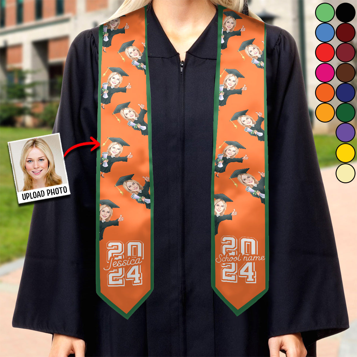 Caricature Funny Character - Personalized Graduation Graduation Stole