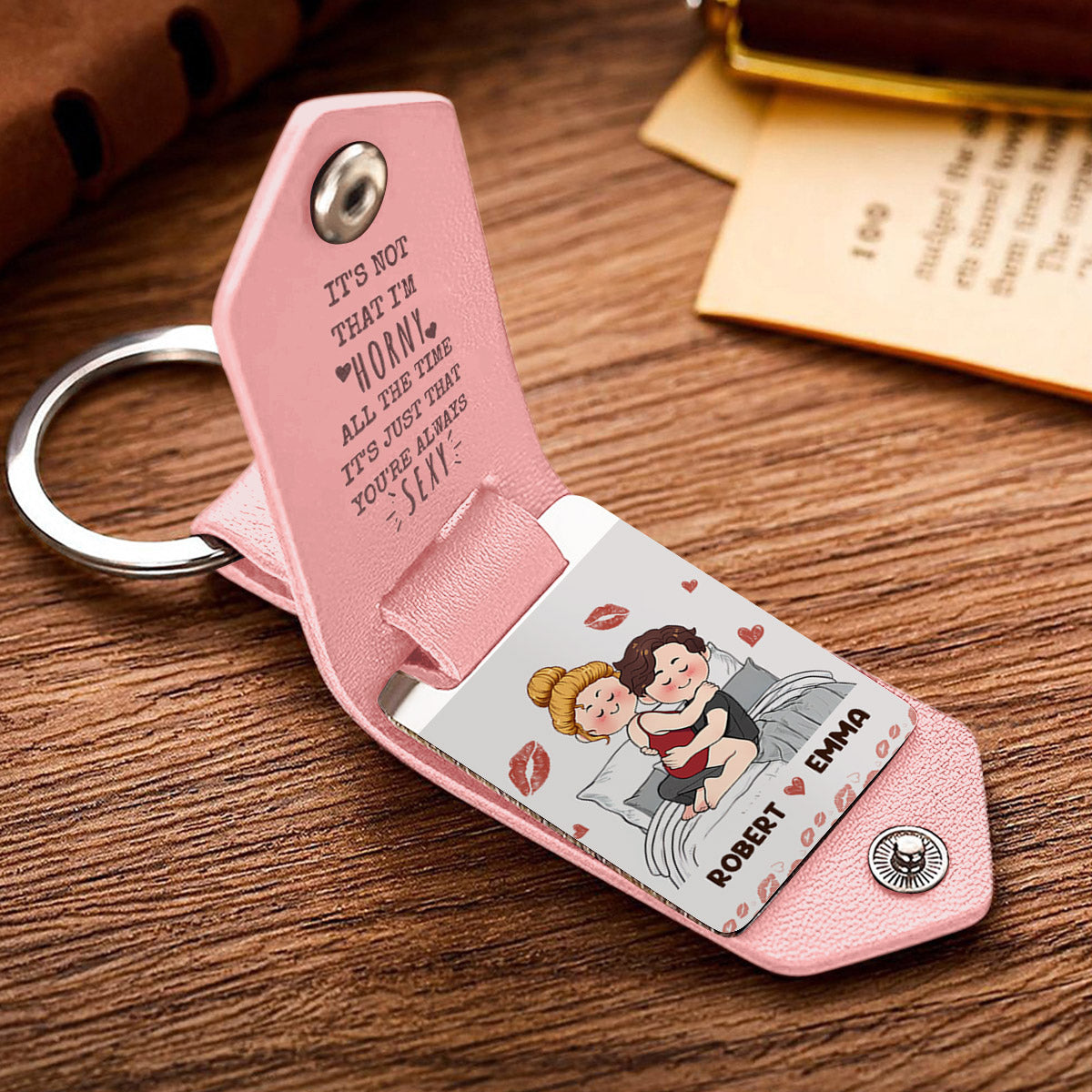 I Love You - Personalized Couple Leather Photo Keychain